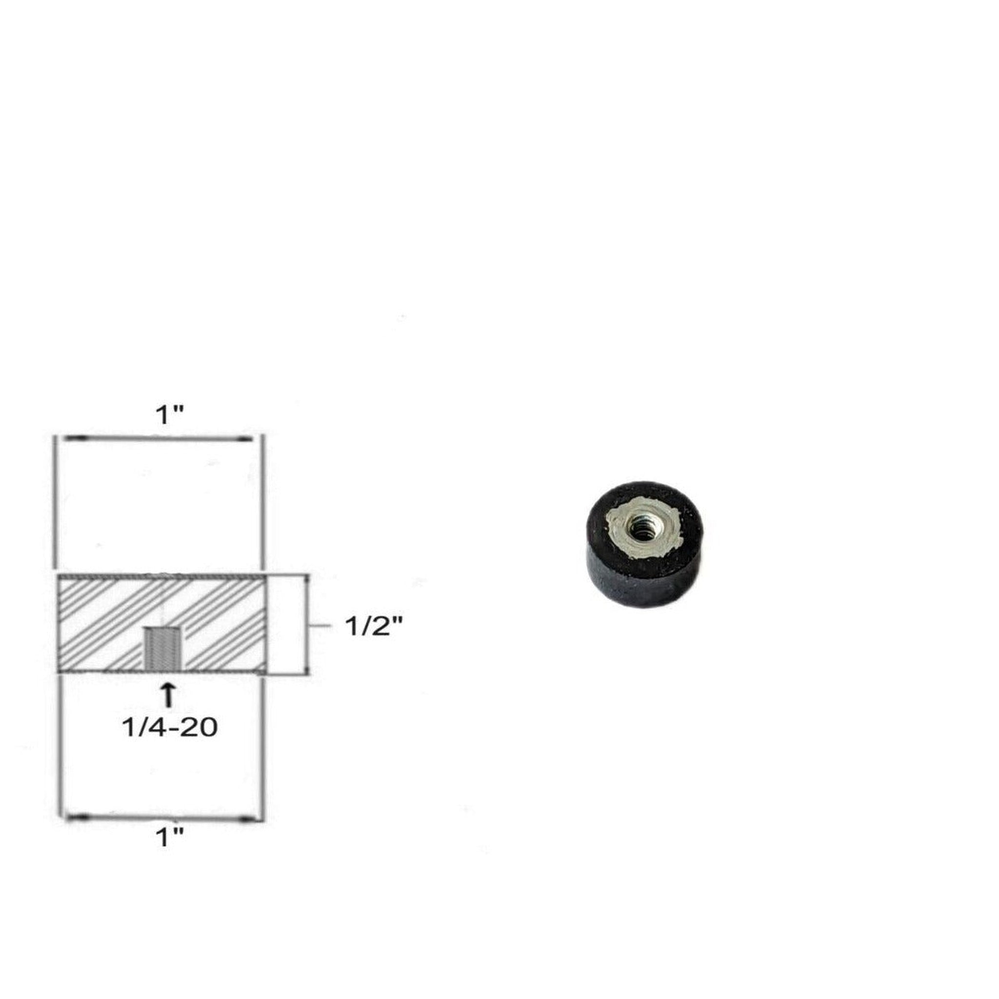 thumbnail image 2 of 4 Pack Rubber Vibration Isolator Mounts – 1 X 3/4 Thk, 5/16-18 Studs, Made In USA 2 of 4