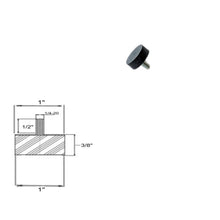 1" Diameter x 3/8'' Height Screw On Rubber Feet With 1/4-20 x 1/2" Threaded Bolt Elginscrewsandbolts