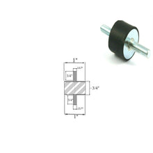 Rubber Vibration Isolator Mount (1" Dia x 3/4 Thk) 1/4-20 x 3/4" Long Stud Elginscrewsandbolts