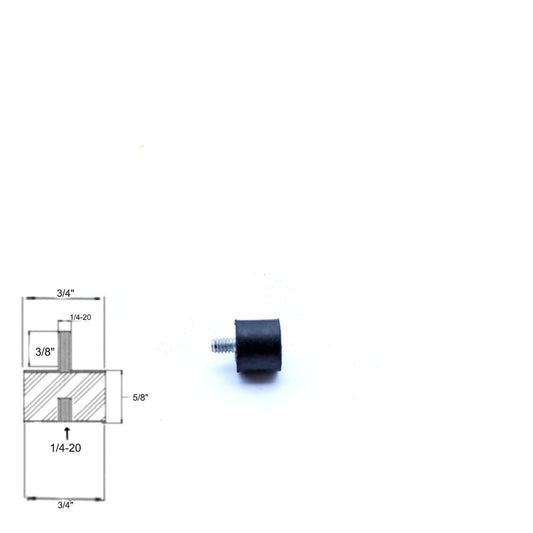 Rubber Vibration Isolator Mount (3/4" Dia x 5/8" Thk) 1/4-20 x 3/8" Long Stud Elginscrewsandbolts