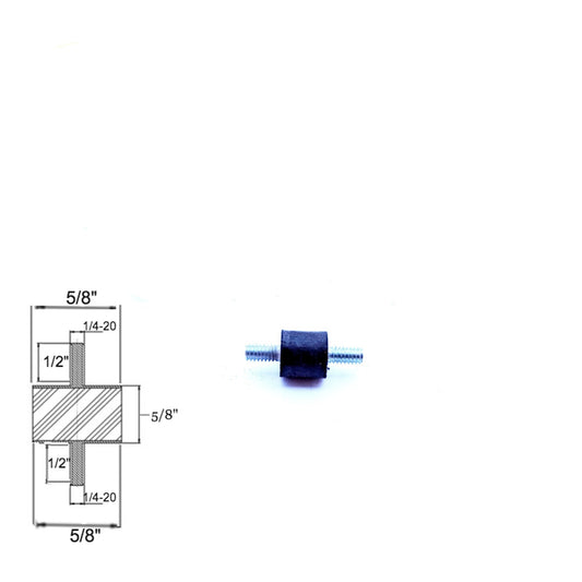 Rubber Vibration Isolator Mount (5/8 Dia x 5/8 Thick) 1/4-20 x 1/2 Long Studs Elginscrewsandbolts