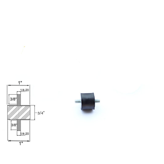 Rubber Vibration Isolator Mount (1" Dia x 3/4'' Thk) 1/4-20 x 3/8" Long Studs Elginscrewsandbolts