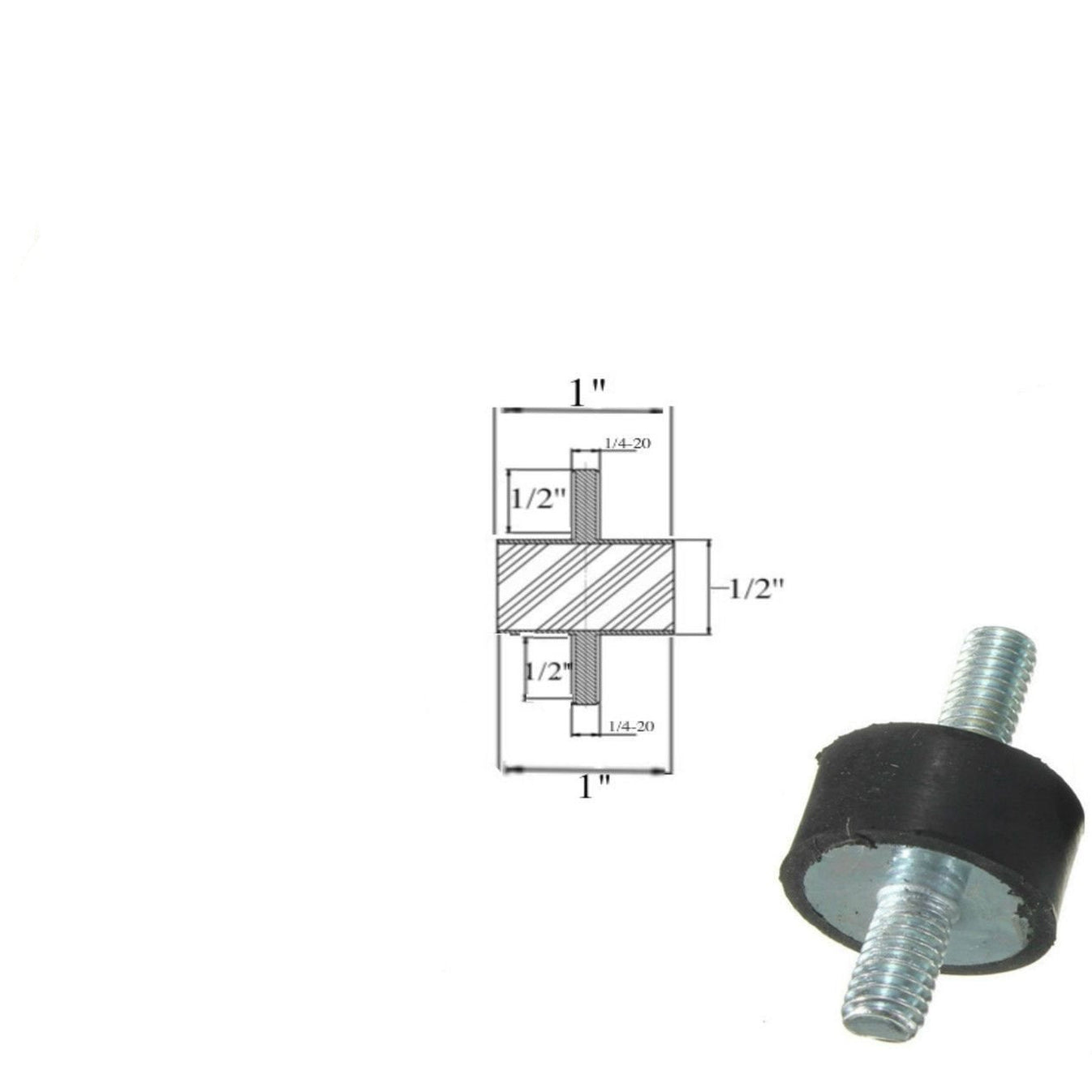 Rubber Vibration Isolator Mount 1 Dia X 12 Thk 14 20 X 12 Lon