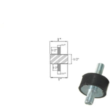 Rubber Vibration Isolator Mount (1" Dia x 1/2'' Thk) 1/4-20 x 1/2" Long Studs Elginscrewsandbolts