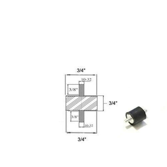 Rubber Vibration Isolator Mount (3/4" Dia x 3/4" Ht) 10-32 x 3/8" Length Stud Elginscrewsandbolts